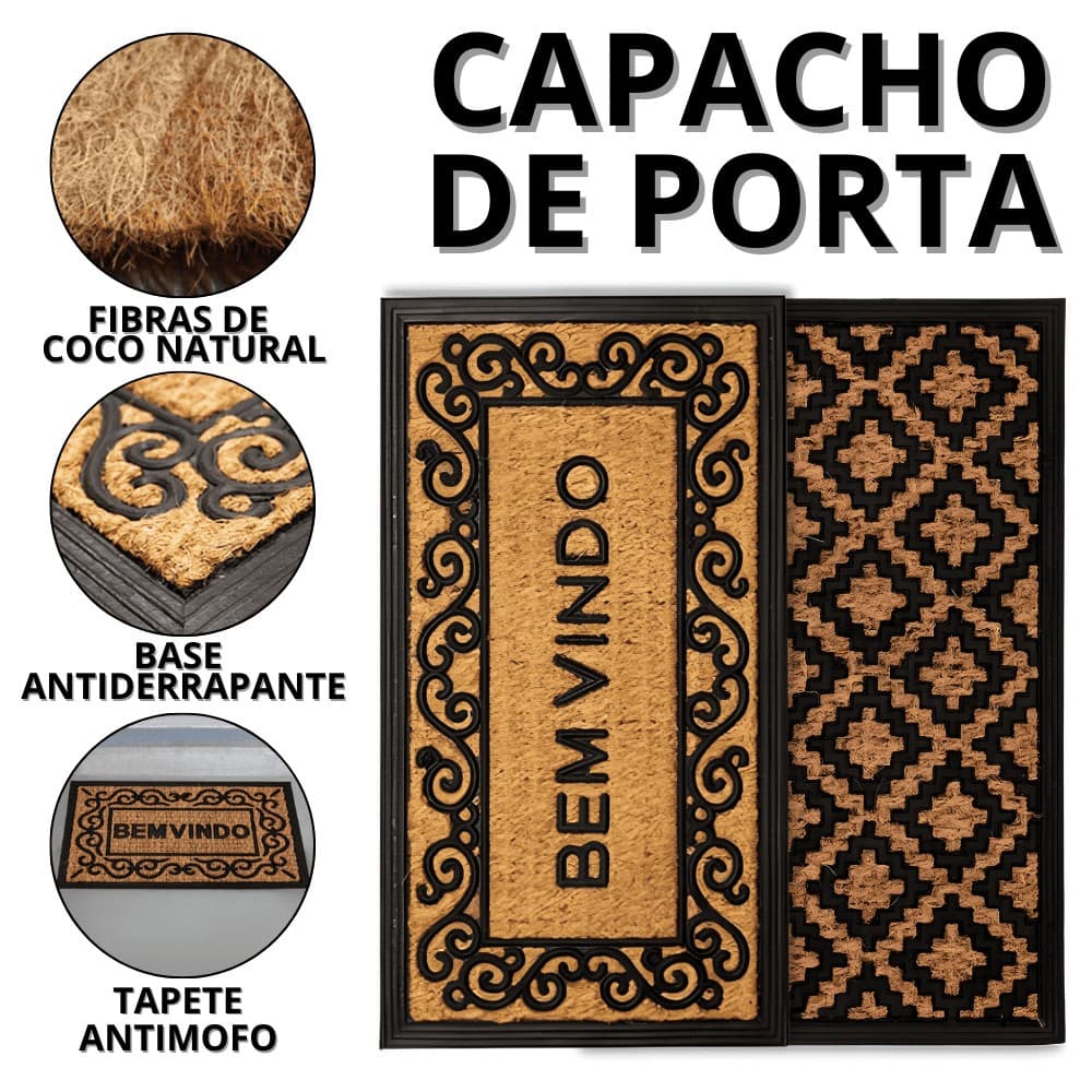 Capacho De Porta Fibra De Coco Tapete Entrada Casa Antiderrapante Tapetes Decorativos Seja Bem Vindo