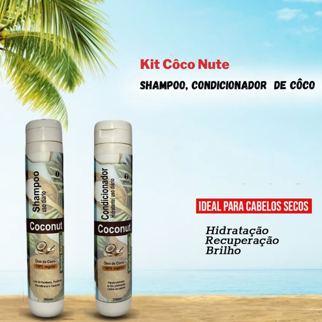 Kit Shampoo e Condicionador Coco Nut – Hidratação e Nutrição para Cabelos Ressecados