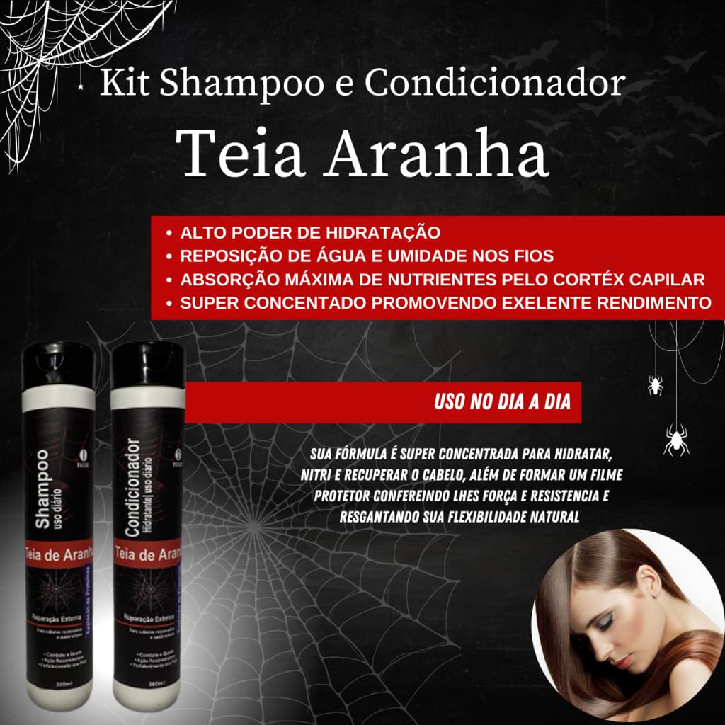 Kit Shampoo e Condicionador Teia de Aranha Hidratação e Brilho – Reconstrução Capilar Diário