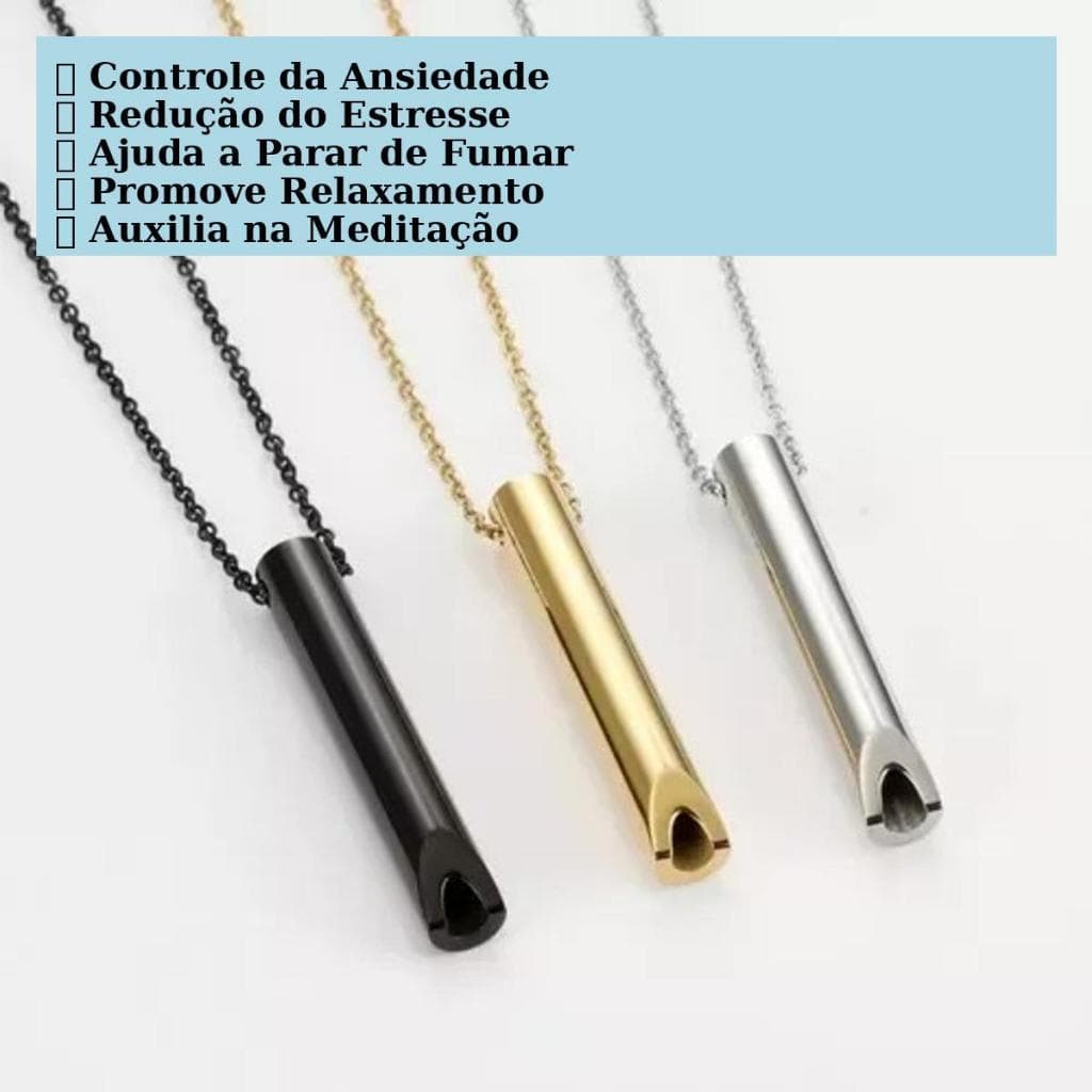 Colar Aço Inoxidável Alivio Ansiedade e Estresse Exercicio Respiratório e Meditaçao Unissex