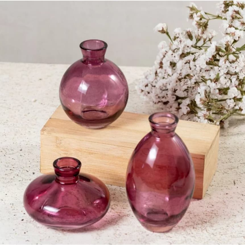 Kit 3 Vasinhos De Vidro Decorativo Para Plantas Arranjos Jogo de Vasos Trio