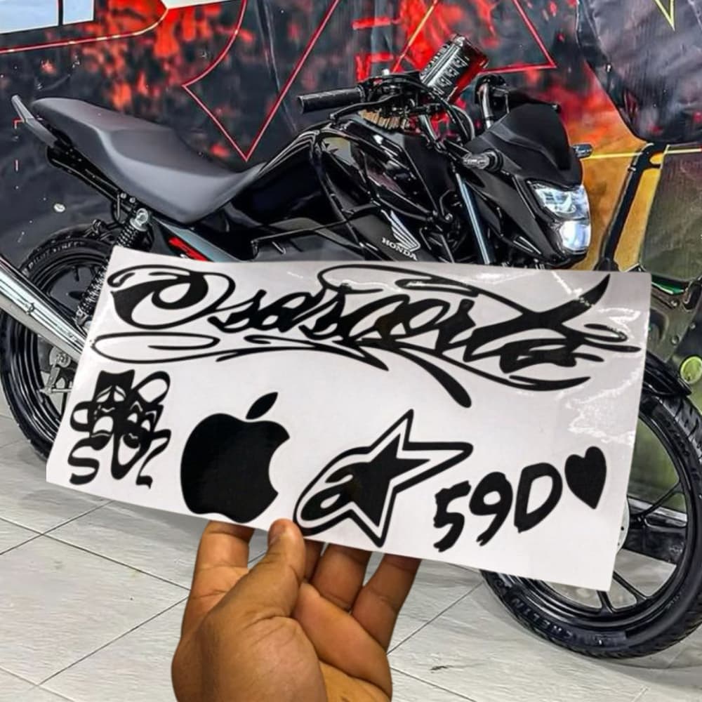 Cartela de adesivos personalizados osascorte 59d para moto/bike