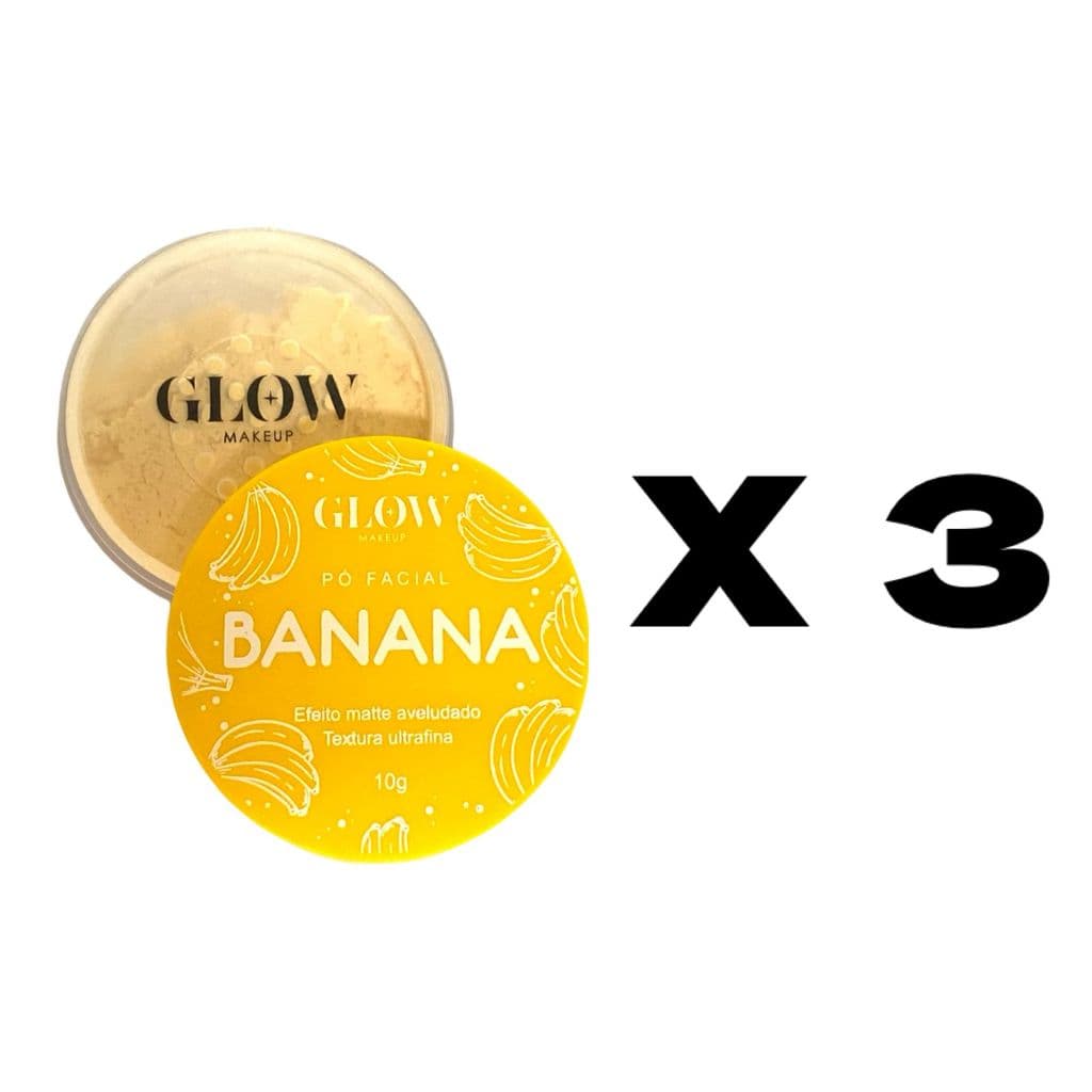 Kit 03 Pó Facial Banana Profissional Looser Powder Matte Aveludado e Resistente à Água