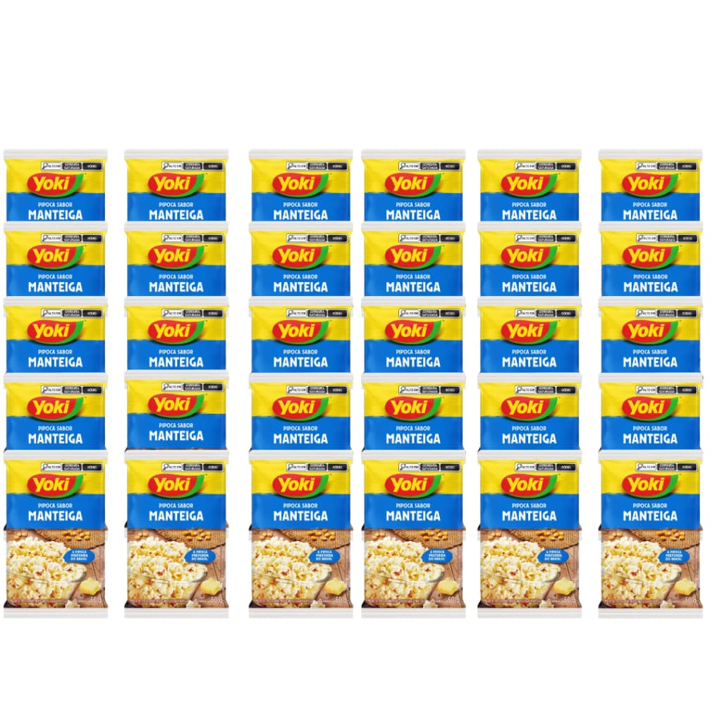 Pipoca Yoki Manteiga 50g Kit com 30 Unidades Sabor Incomparável e Praticidade em Cada Pacote!