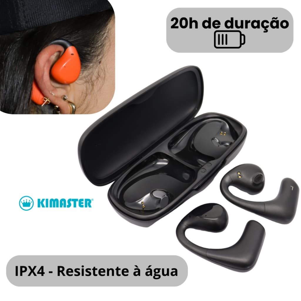 Fone De Ouvido  Bluetooth Sem Fio Condução Óssea Esportivo Corrida Ciclista  IPX TWS500 Kimaster