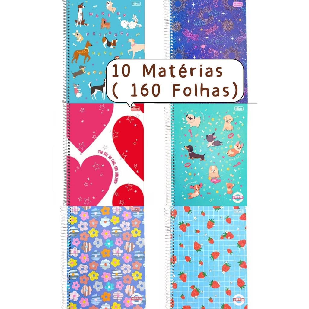 Caderno Universitário 10 Matéria 160 Folhas CAPA DURA Espiral MENINA Tilibra (A)