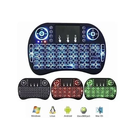 Mini Teclado Iluminado com Touchpad – Ideal para Smart TV, PC e Android TV Box!