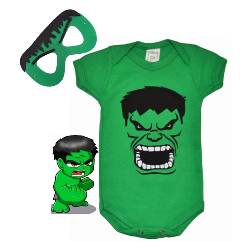 Body Bebê Hulk+Mascara Tematico Mesversario
