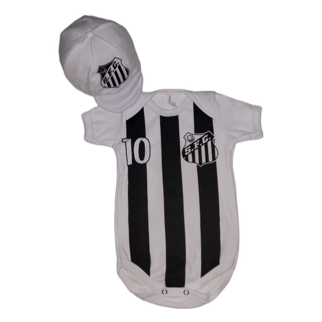 Body Bebê Tematico Santos+Boina Mesversario