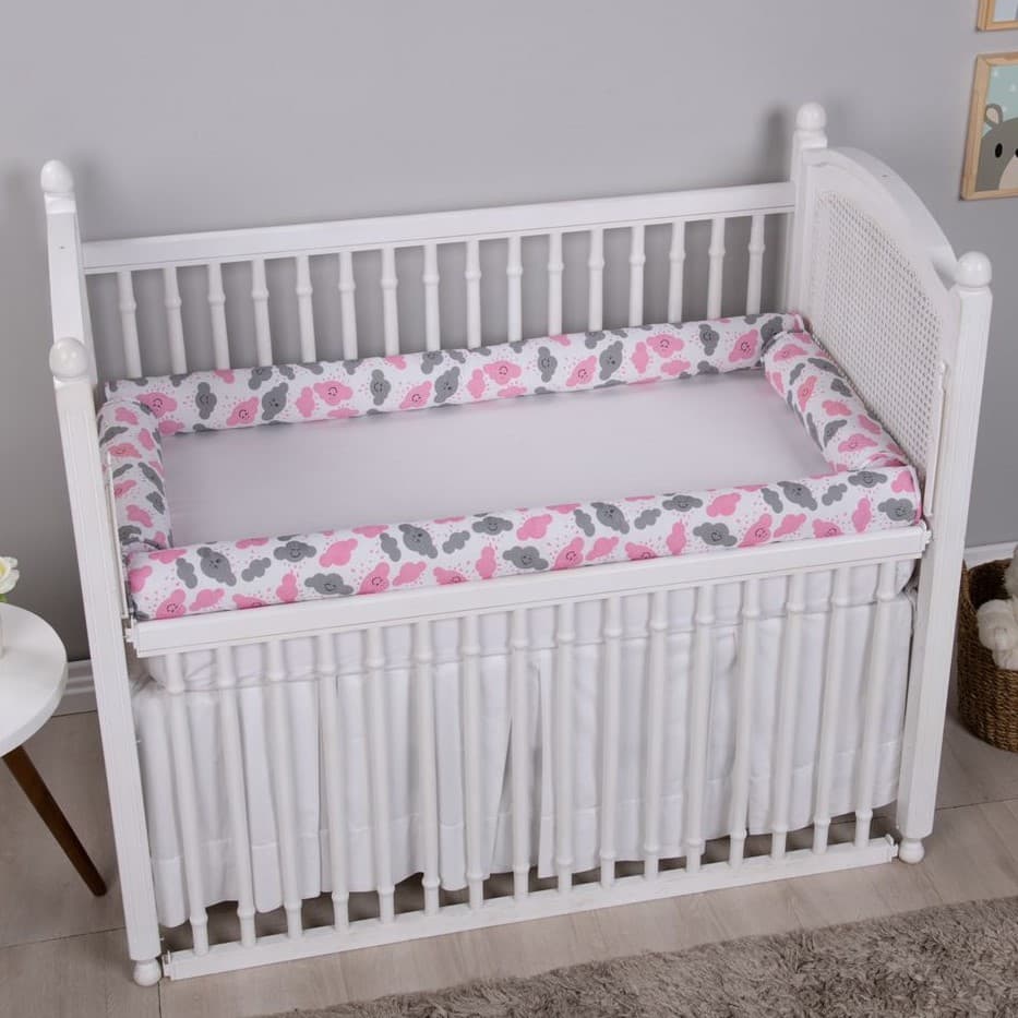 Kit Rolinho Americano Protetor De Berço Enxoval De Bebê Estampado 4 Peças