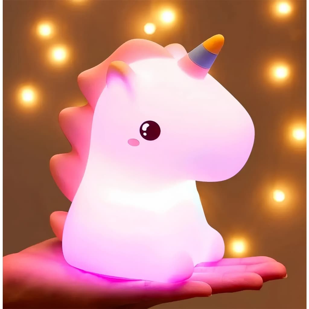 Luminária Abajur Unicórnio Decoração Infantil Luz Noturna Led Recarregável Decoração Quartos Presente Aniversário