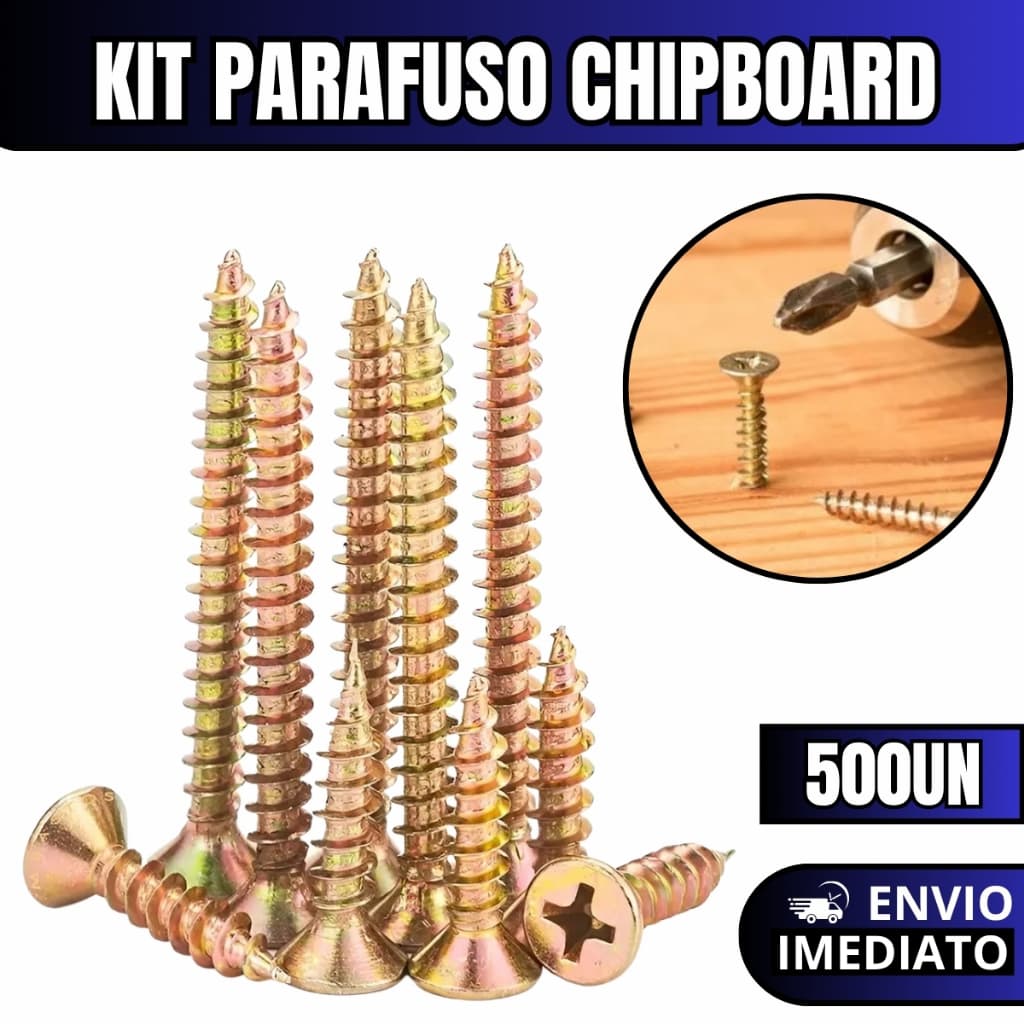 Monte Kit com 500 Parafusos Phillips para Madeira MDF Diversas Medidas Chipboard
