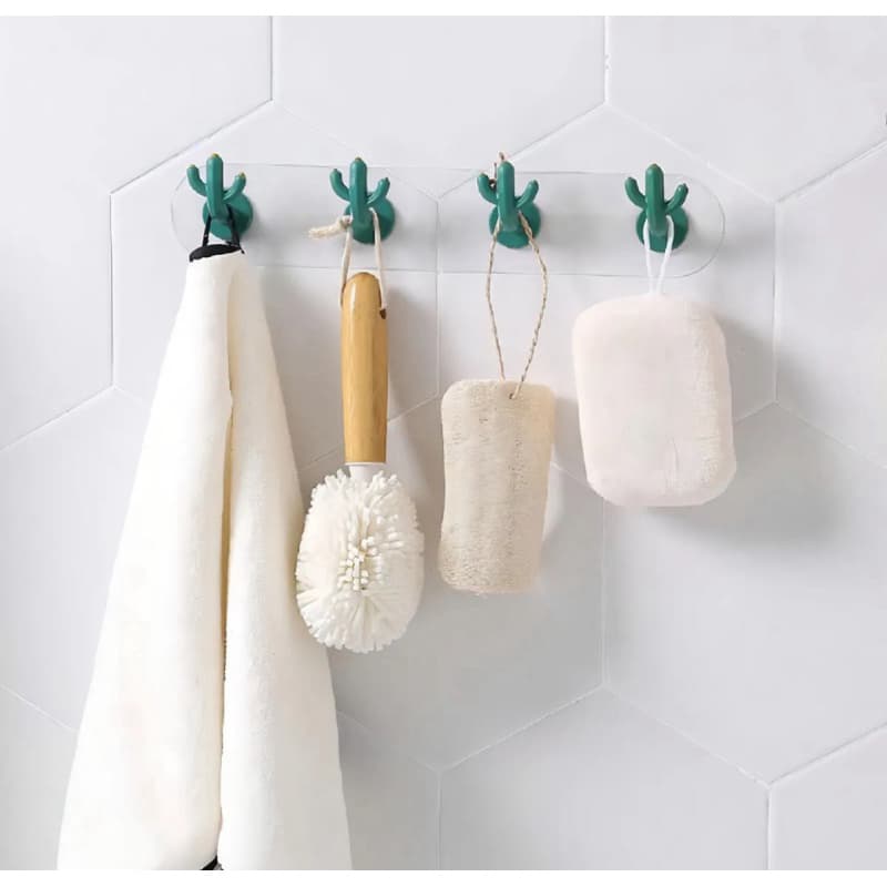 kit 2 Ganchos Adesivo de Parede  para Toalhas Roupas Multiuso cacto