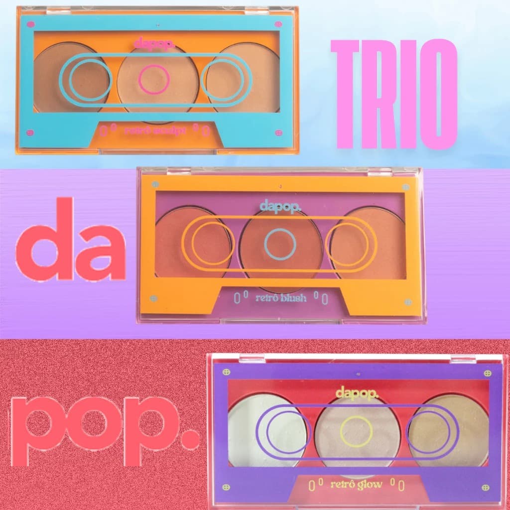 Paleta Trio de Iluminador Retro Glow Dapop