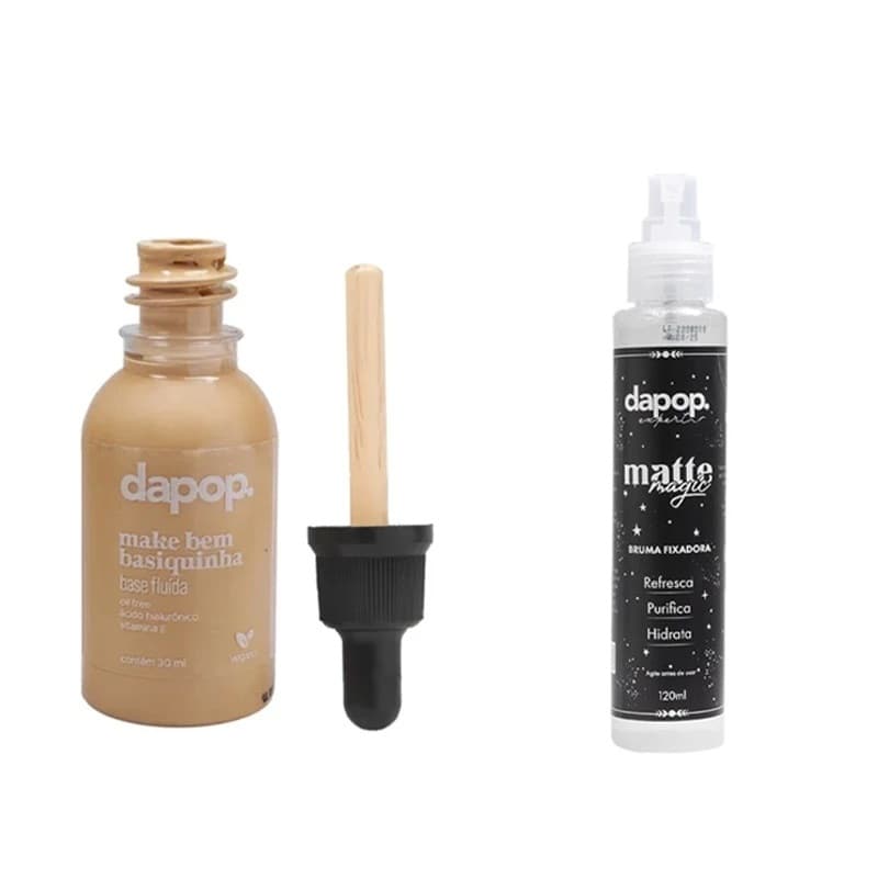 Kit Fixador com Base Fluida Bem Basiquinha + Bruma Fixador Make Dapop Magic