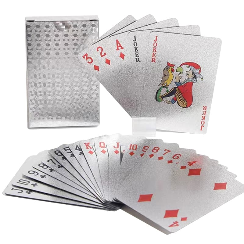 Baralho Prata A Prova Dágua Plástico 54 Cartas Dourado Ouro Poker Dollar Truco Impermeável Canastra Prata Jogo