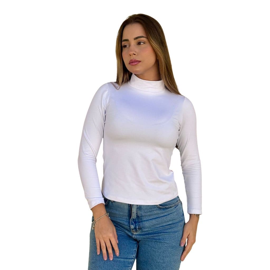 Blusa Segunda Pele Feminina Manga Longa Térmica Gola Alta Poliamida Frio Cacharrel