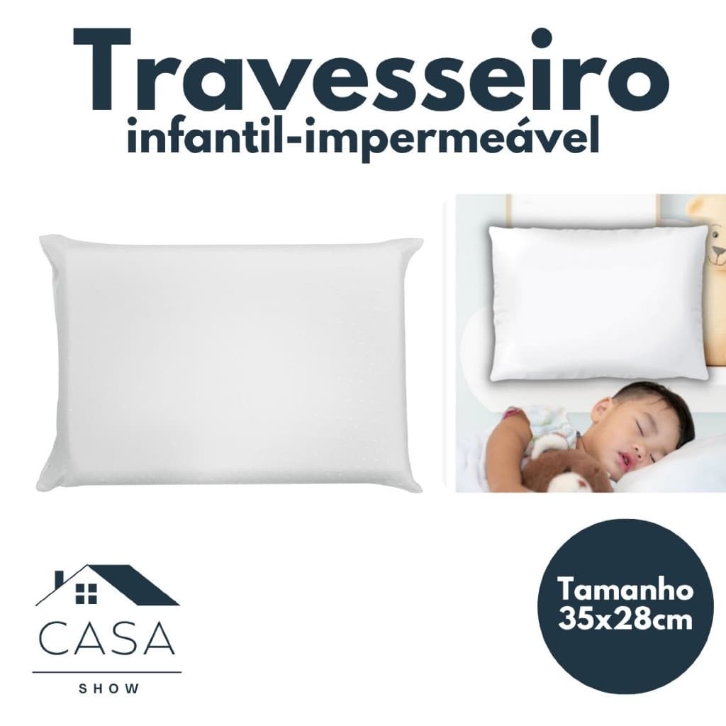 Travesseiro Bebe Infantil Impermeável Para Criança Antialérgico 28x35cm