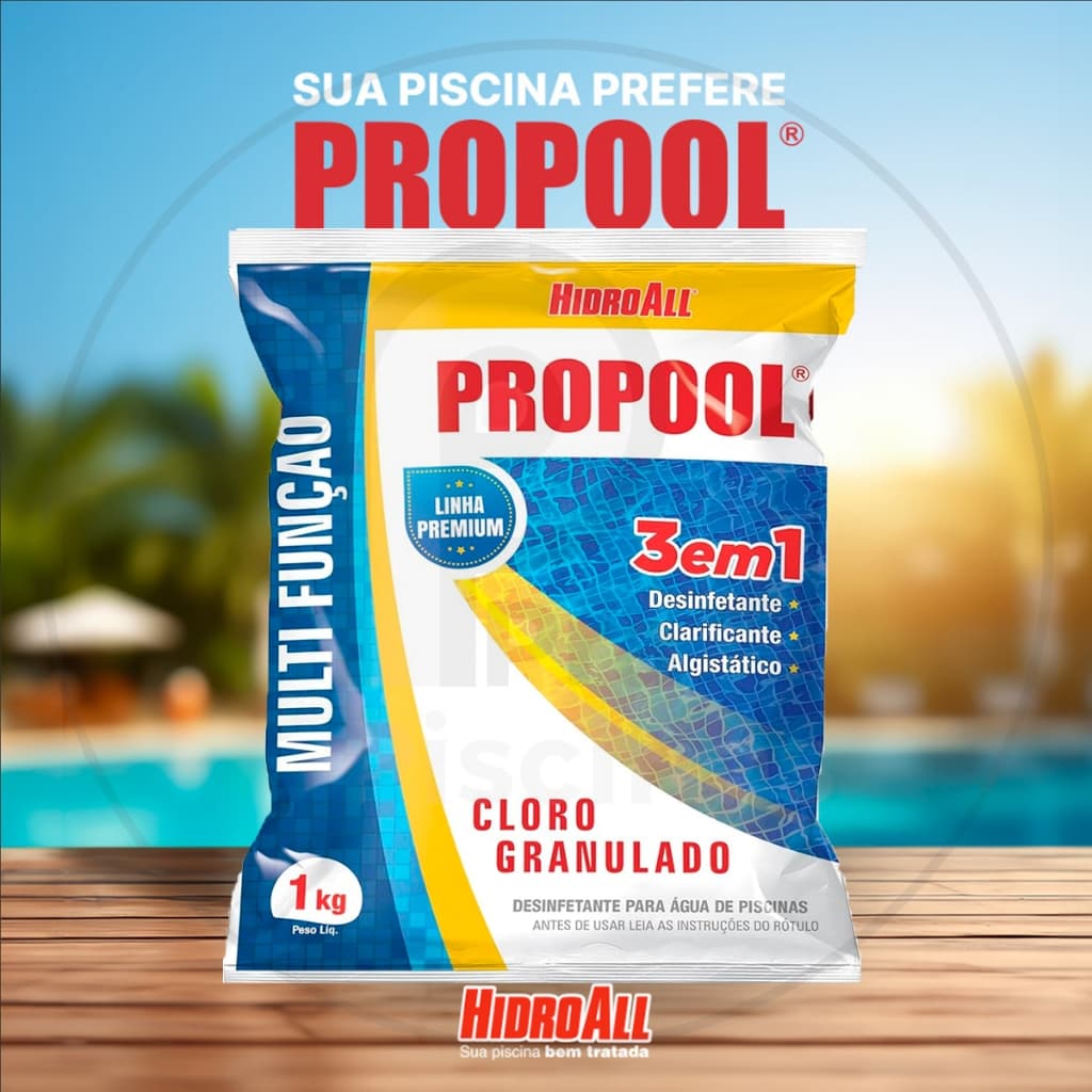 Hidroall Propool 1kg Multiação 3 em 1 Granulado Estabilizado Para Piscinas