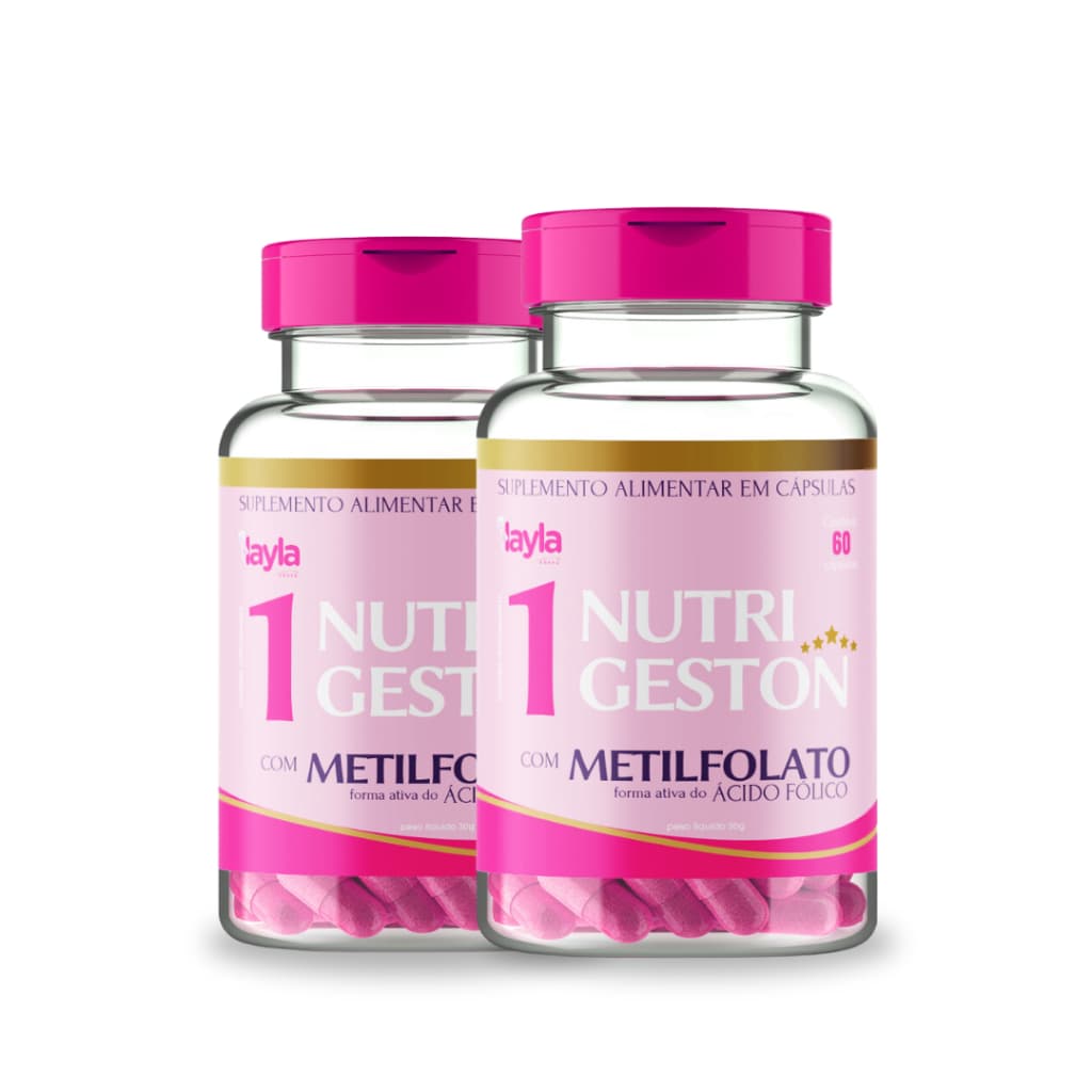 Nutrigeston 1 Kit 2 Potes Fertilidade Feminina Preparação Gravidez Tentantes Metilfolato 120 Cápsulas