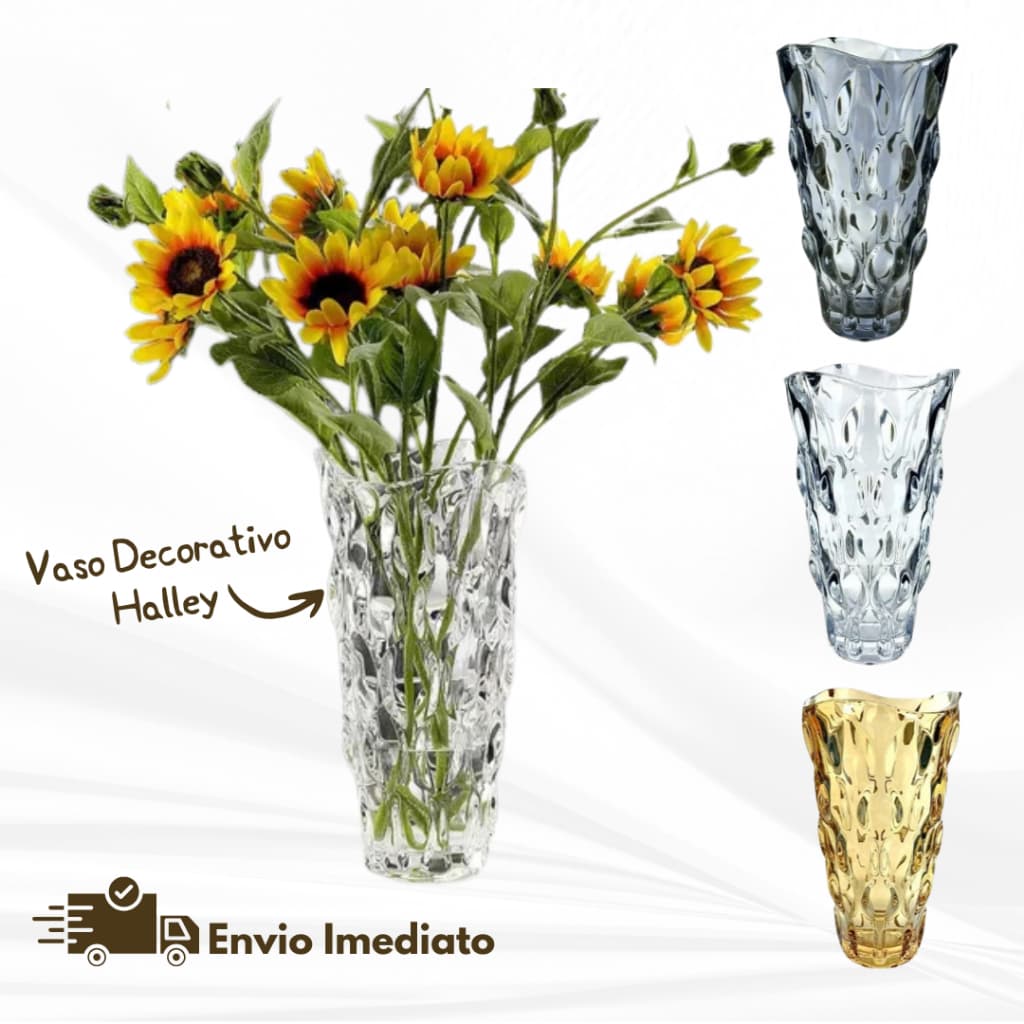 Vaso de Vidro Halley Decorativo 24cm em Vidro Kehome