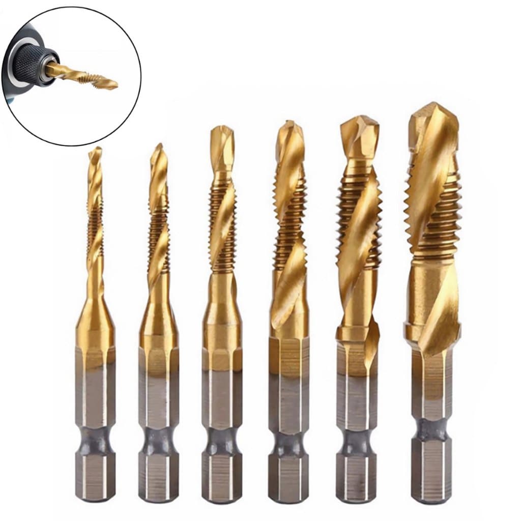 Jogo 6 Brocas De Titânio Com Estojo Brocas Espiral Revestida Em Titânio Para Madeira PVC