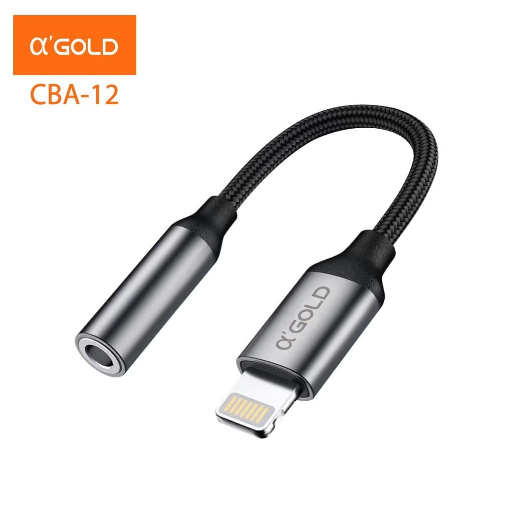 A'Gold CBA-12 Cabo Adaptador Auxiliar Lightning Fone Ouvido P2 P3 3.5mm microfone iPhone