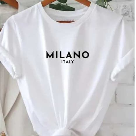 T-shirt Feminina Camiseta Algodão Estampa Milano Italy Roupa Manga Curta Gola Redonda