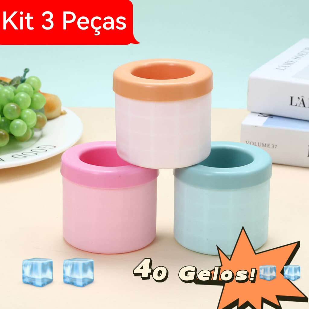 Kit 3 Mini Balde Forma De 40 Gelo Em Silicone Ice Magic Cube Compacto