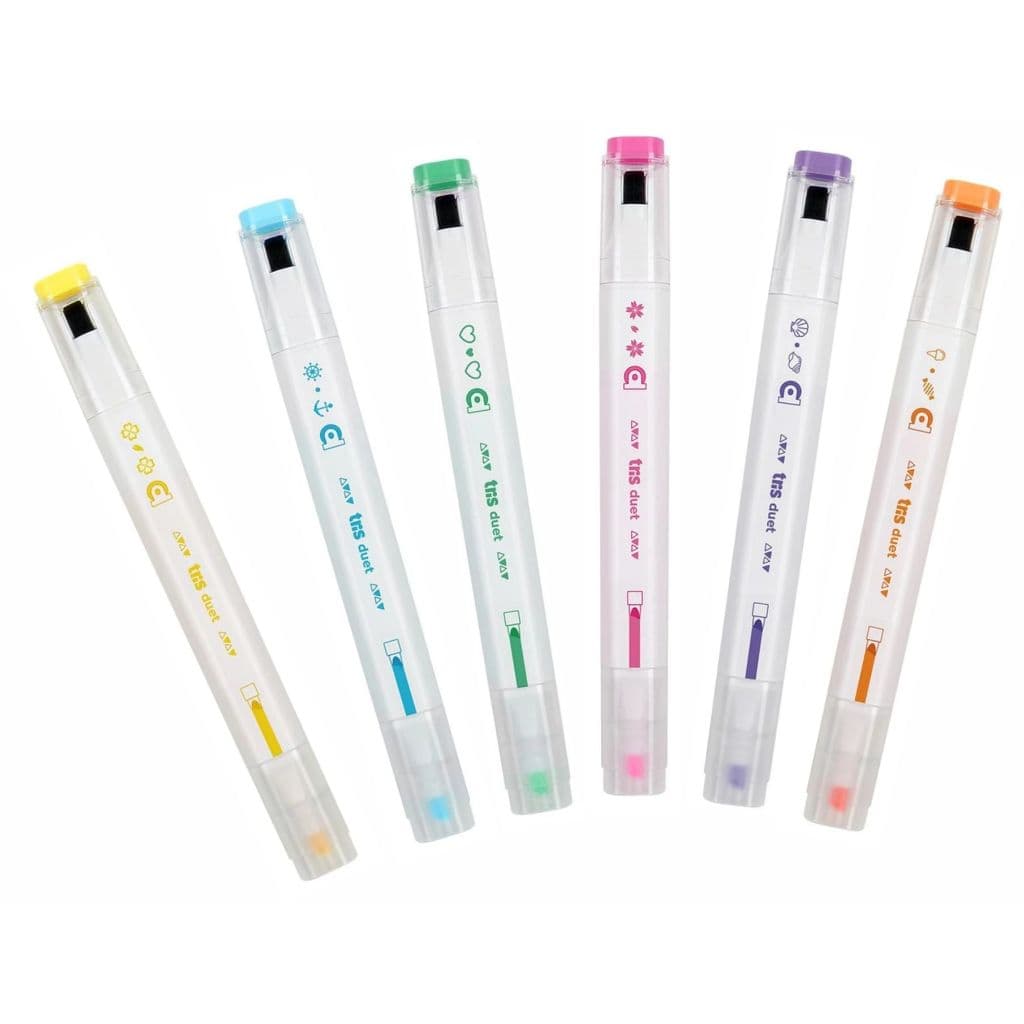 Marca Texto com Carimbo Colorido Duet Holic Tris
