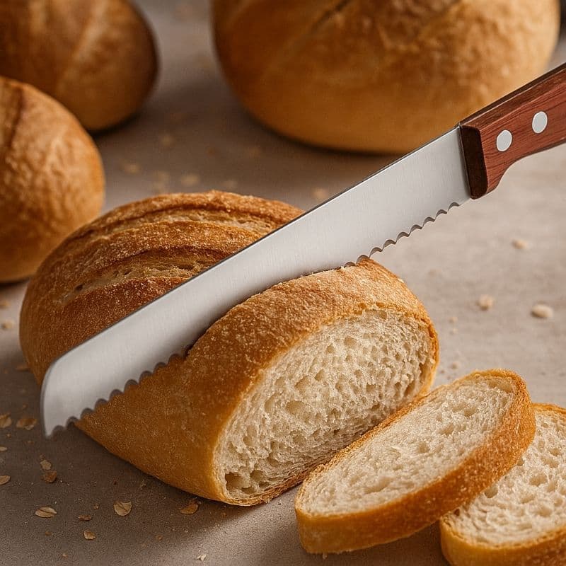 Faca para pão Serra Inox 8" Cabo Madeira Cozinha Padaria