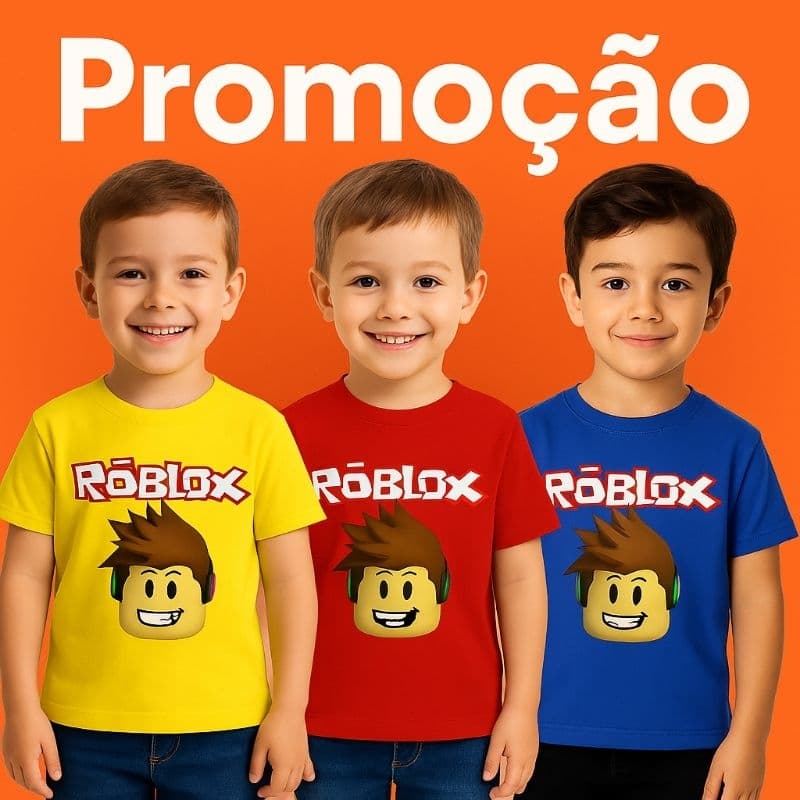 Camiseta Criança Roblox Estampa Personagens – Roupinha Gamer – Malha Algodão