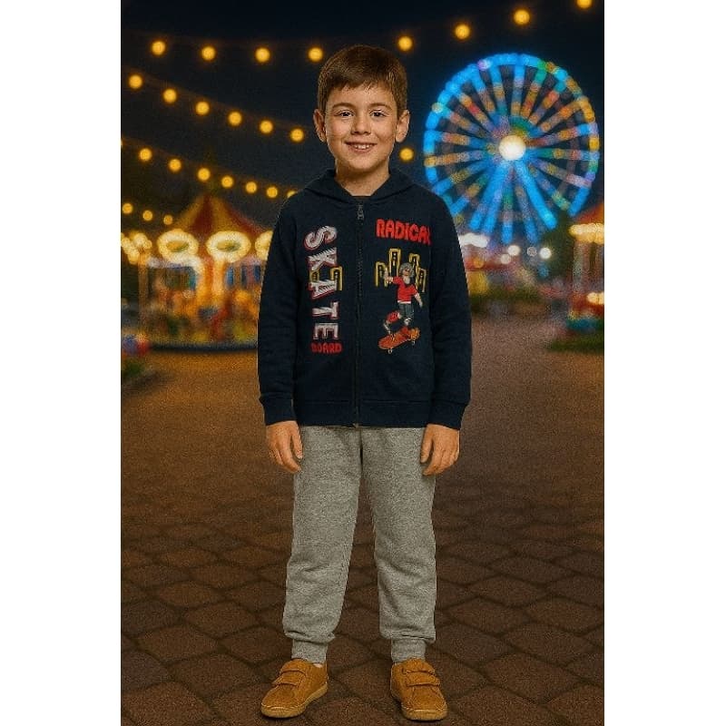 Conjunto Infantil MENINO Flanelado com Capuz | Casaco com Zíper Quentinho e Estiloso – Inverno 1 a 8 anos