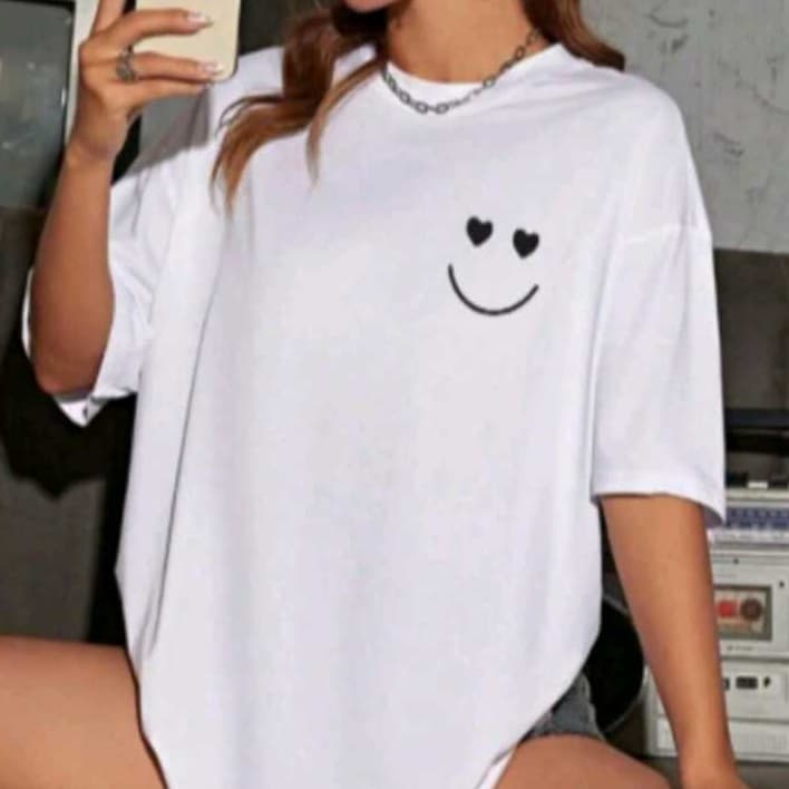 Camiseta Feminina Linda Estilosa 100% Algodão Tendencia Casual Original Smile