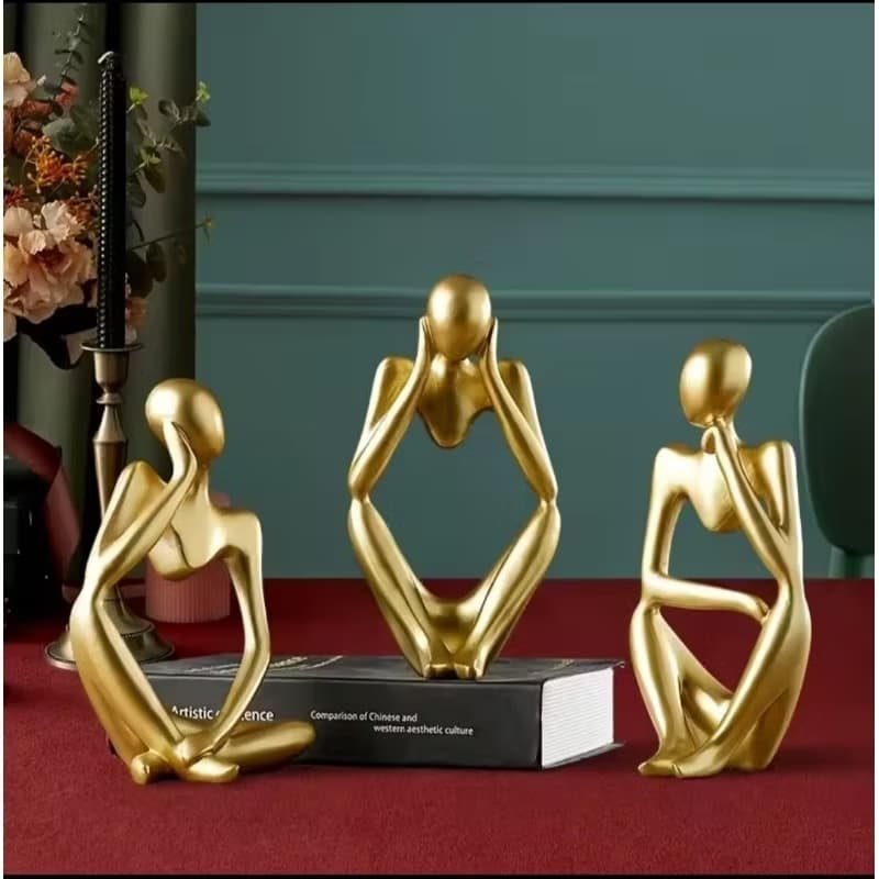 Esculturas decorativas trio pensadora enfeite luxo decoração sala quarto