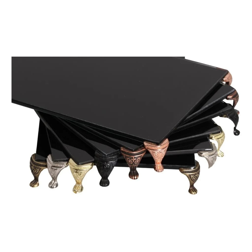 Bandeja Preta Com Pezinho Metal Decorativa Pés Egípcia Prata Dourada Rose Gold Sala Lavabo Banheiro