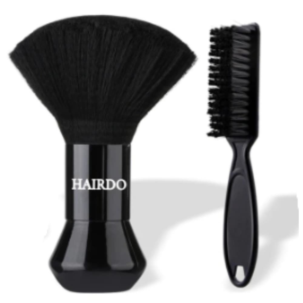 Kit Escovinha Degradê + Espanador Pincel Profissional Barbeiro Cabelo Barba
