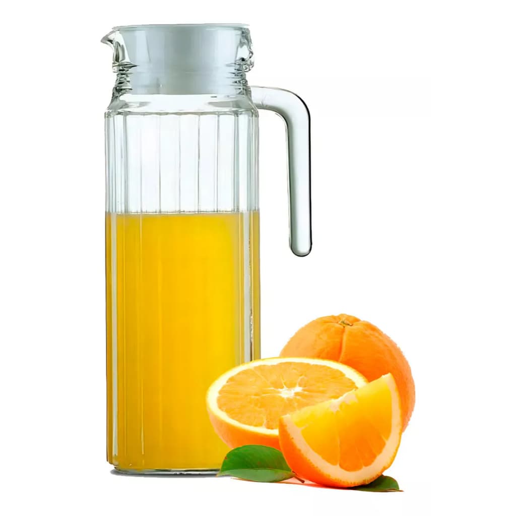 Jarra Suiça De Vidro 1,0 Lts P/ Suco Água C/ Tampa e Bico Restaurante, Cozinha Kit Com 1/2/3/5 Un