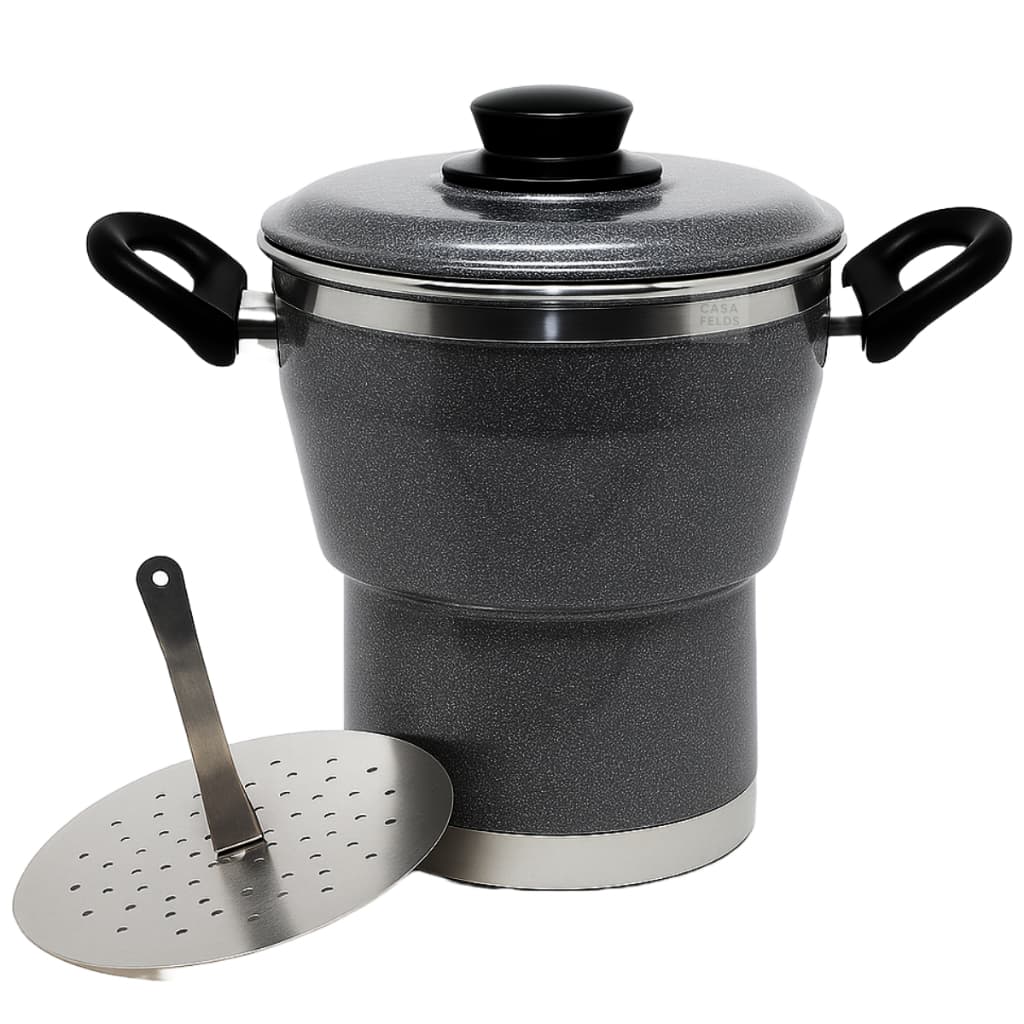 Cuscuzeira Vermelha/Cinza Resistente De Alumínio Faz Cuscuz Legumes no Vapor Tamanho Grande