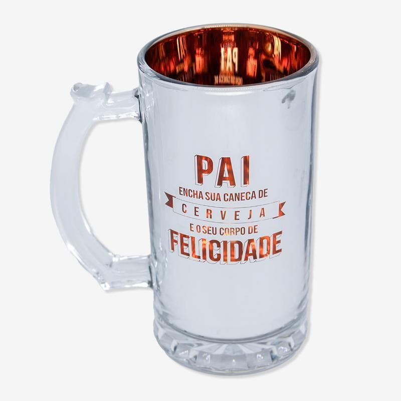 Caneca Dia dos Pais Pai Cerveja e Felicidadede Chopp 450mL