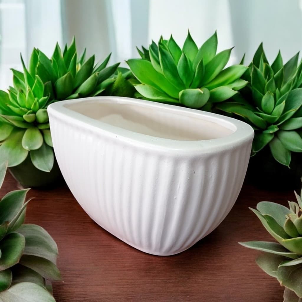Vaso Floreira Moderno Nórdico Lotus em Cerâmica Branca Fosca Decorativo Decoração para Plantas