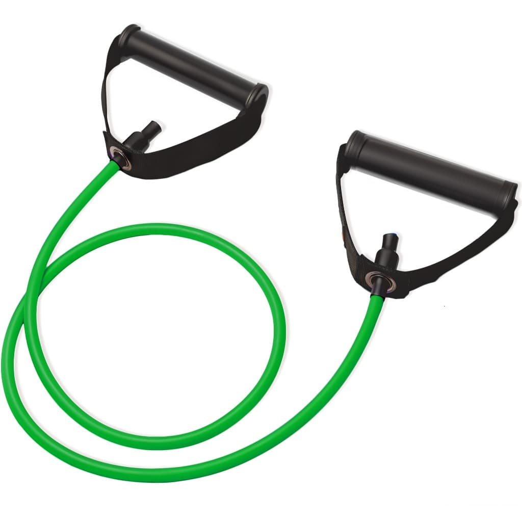 Elástico Extensor Leve Verde com Pegador Portátil Treino Musculação JustGoFit