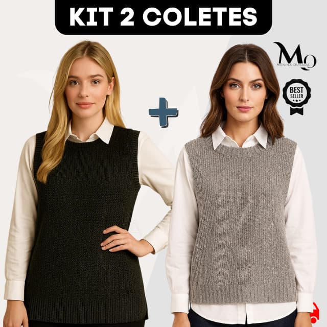 Colete de inverno Tricot Feminino Alongado em Lã Tendência Outono/Inverno