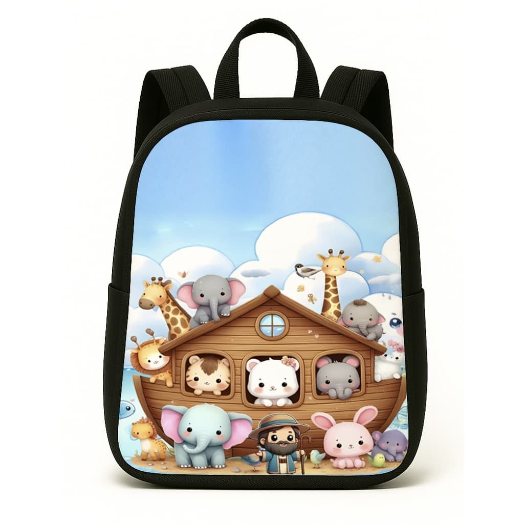 Mochila infantil Pequena Pré-Escolar creche com Personagens Arca de Noé