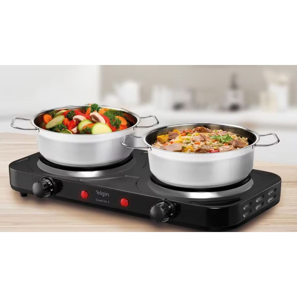 Fogão Fogareiro Elétrico Portátil 1/2 Bocas Cozinha Compacta S/ Gás Apartamento Acampamento 127/220v
