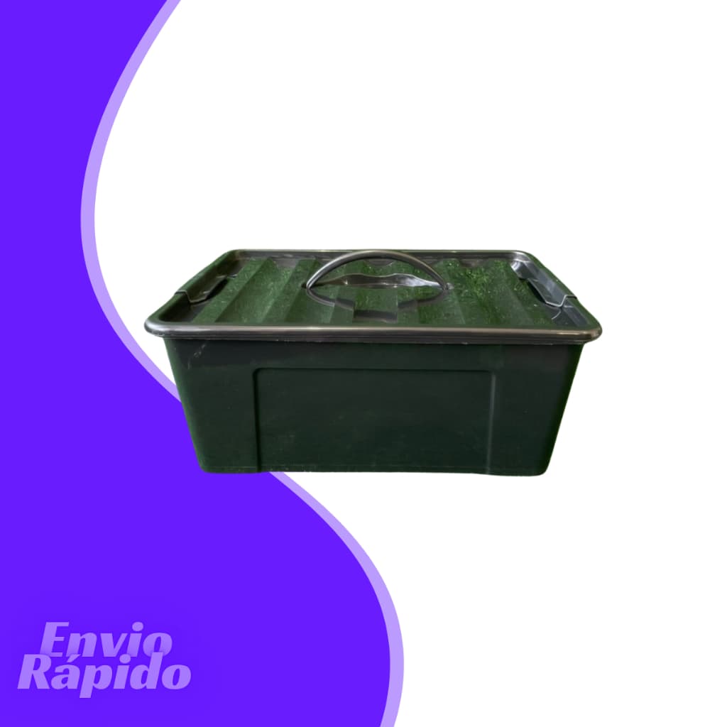 Caixa Organizadora Container 12,4 Litros Organizador Multiuso Resistente Tampa Com Trava Alça Maleta Grande Preto Cinza