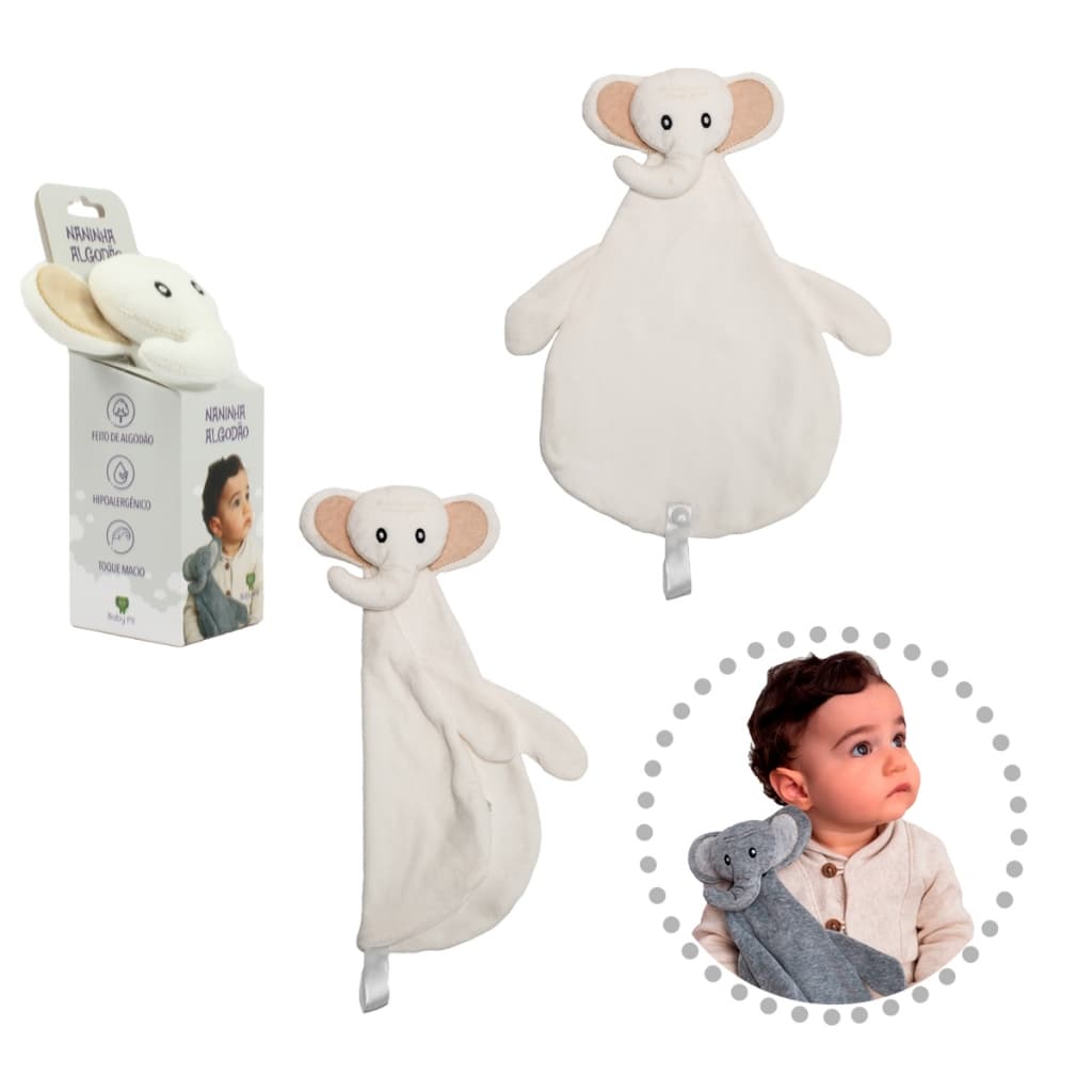 Naninha Para Bebê Algodão Elefante  Infantil Marfim Baby Pil