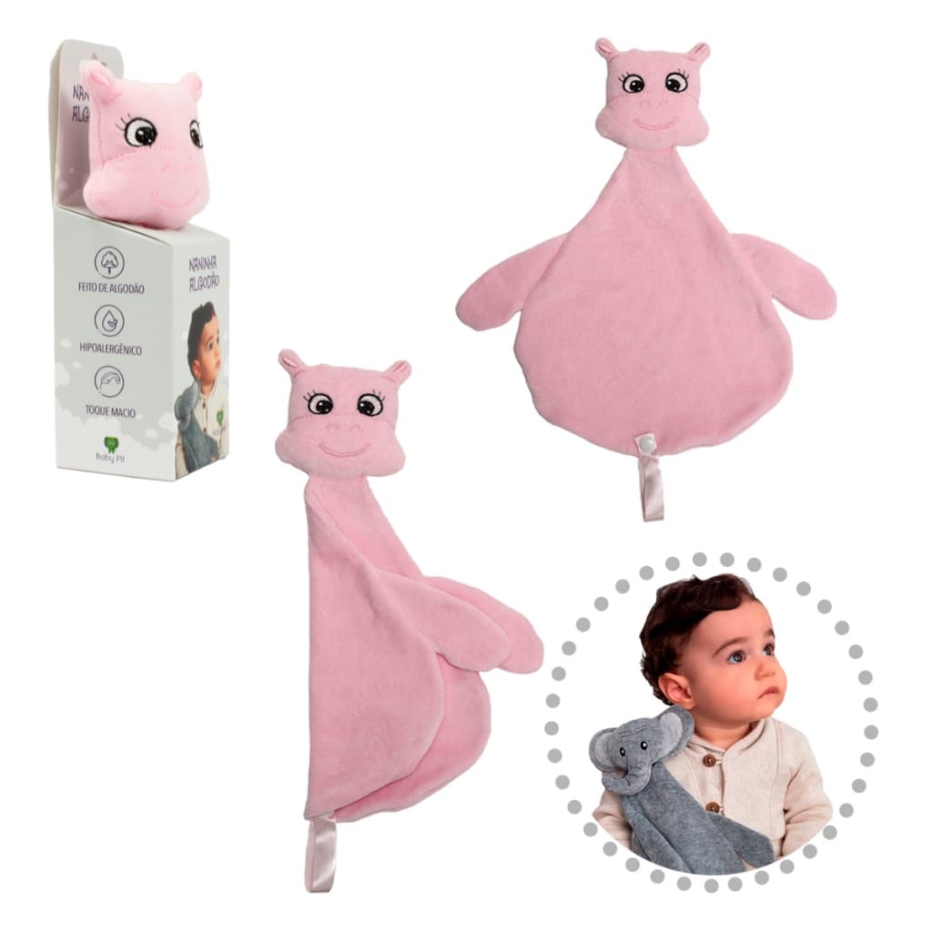 Naninha Algodão Hipopótamo Rosa Baby Pil