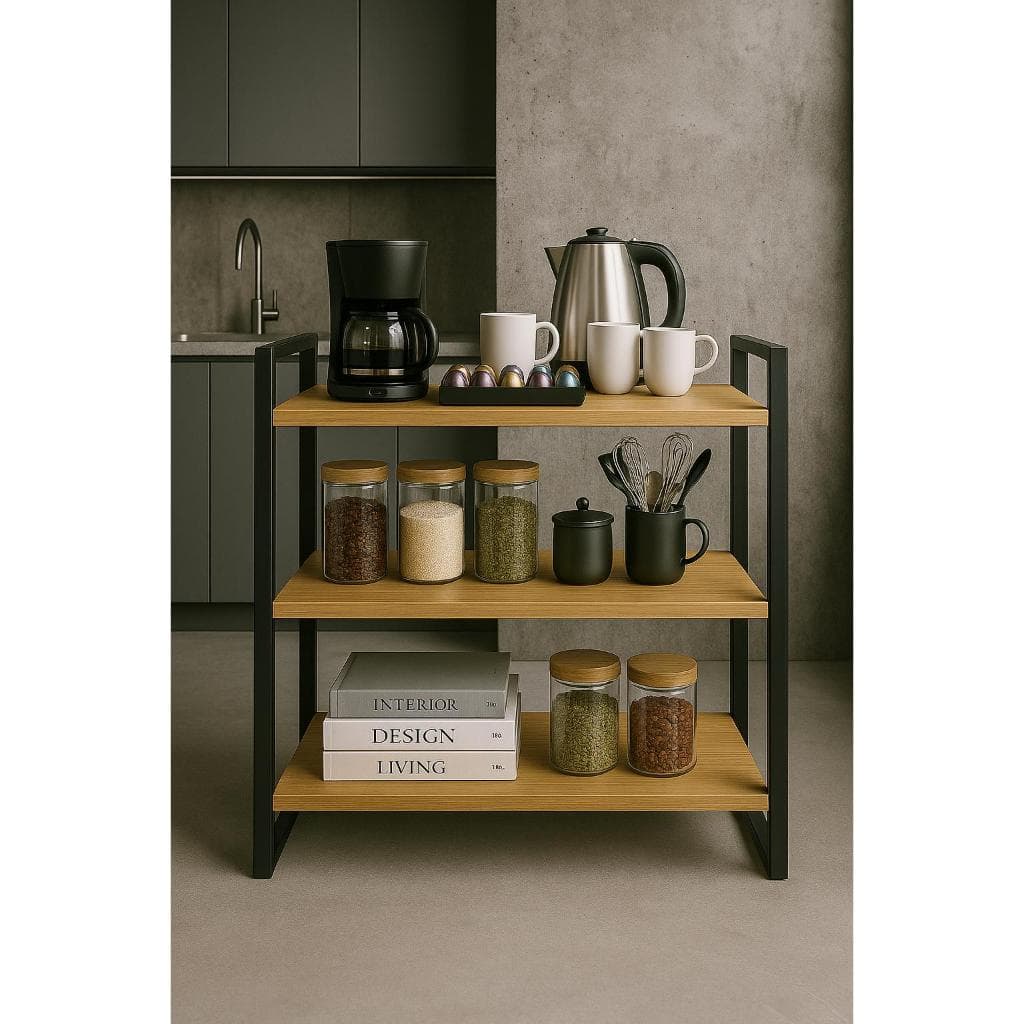 Kit com 2 Aparadores Compactos de 3 Andares – Para Café, Bar ou Decoração Estilo Industrial