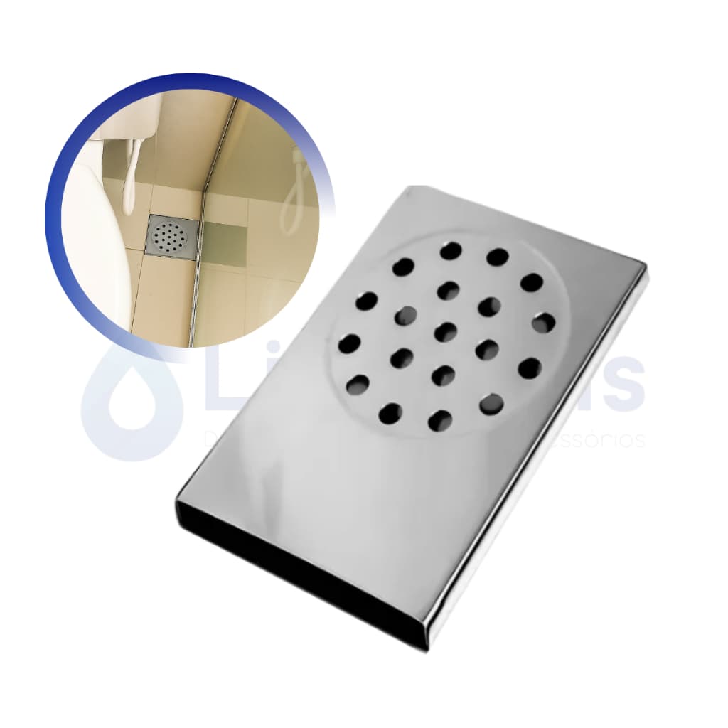Ralo Inteligente Pratic Falso Escoamento Para Box 10x14,5 Em Aco Inox Banheiro Cromado ou Preto